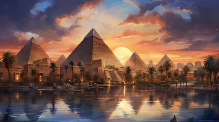 Architectural Marvels: Giza Pyramids and Egypt's Legacy - obrazy, fototapety, plakaty