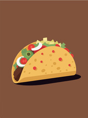 illustrations of a taco minimalistic vector style design ,flat color