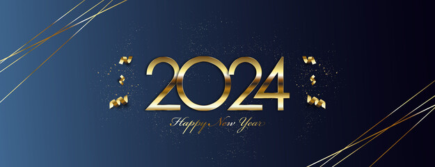 2024 Happy New Year - obrazy, fototapety, plakaty