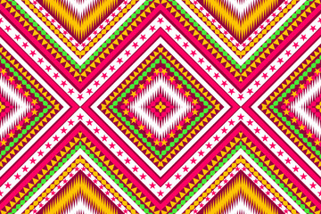 Seamless design pattern, traditional geometric pattern. dark red orange yellow white vector illustration design, abstract fabric pattern, aztec style for textiles, wallpaper