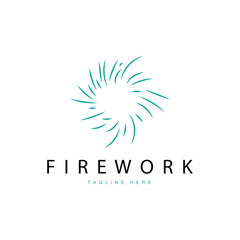 Fototapeta na wymiar Firework Logo, Simple Line Model Design New Year Celebration Day Illustration, Template Vector