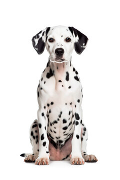 Dalmatian breed dog. Isolated photo on a white background. Pets.
