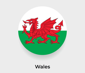 Wales flag bubble circle round shape icon vector illustration © Kuemin