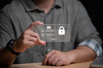 Cybersecurity concept,2FA authentication for log in,Protech your account,Use key 2 step for sign in,User authentication system with username and password