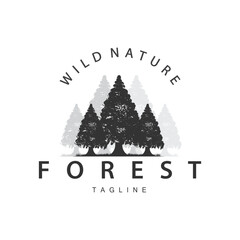 Forest Logo, Jungle Adventure Simple Design Vector, Illustration Template