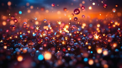 abstract holiday background, multicolored, with sparkles, flowers and lights
