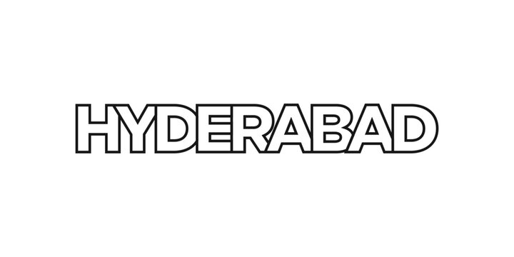 Hyderabad in the Pakistan emblem. The design features a geometric style, vector illustration with bold typography in a modern font. The graphic slogan lettering.