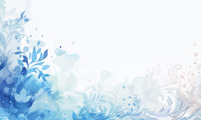 watercolor abstract blue floral background 