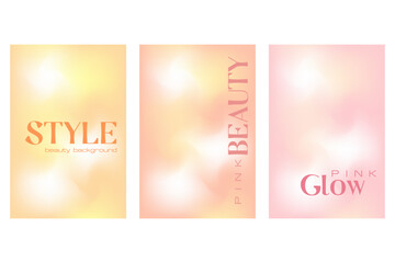 Modern blurred gradient background, glowing nude wallpaper in yellow, peach, pink color for cosmetic products, elegant romantic style. Perfect for presentations, card design, flyers, posters.