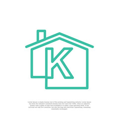 vector home logo. House Symbol with k Letter isolated on white Background