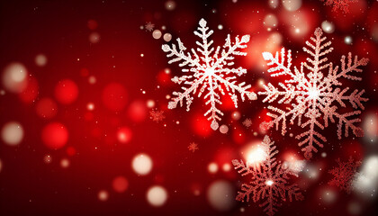 Fototapeta na wymiar Christmas background featuring bokeh lights and snowflakes
