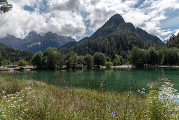 Great nature scenery in Slovenian Alps. Incredible landscape on Jasna lake.