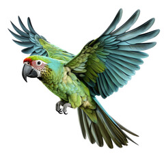 Macaw parrot flying isolated on white background - 1