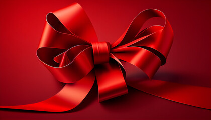 a crimson background with a red ribbon
