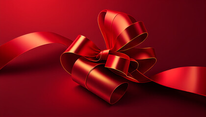 a crimson background with a red ribbon