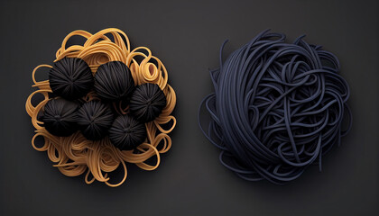 Normal and black spaghetti bundles from above