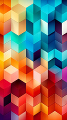 Artistic geometric shapes in bright colors provide a contemporary style backdrop, created with Generative AI technology.