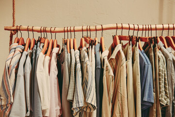 Male clothes on a rack in a show room