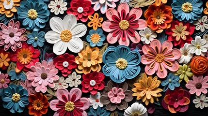 Fotobehang background of kiss-cut colored wool thread flower -- Generated by AI © sbjshah