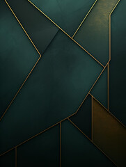 Dark green abstract background with golden elements