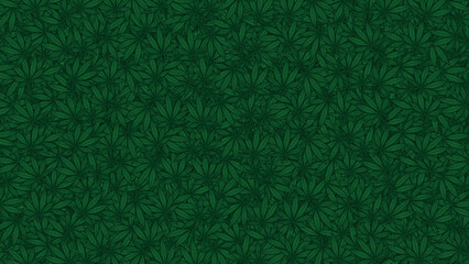 Cannabis leaves illustration green background sativa indica marijuana wallpaper texture art design blank with place for text area copy space - obrazy, fototapety, plakaty