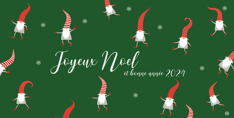 Cartes de noel, Merry Christmas, Gnomes, sapin, lutin
