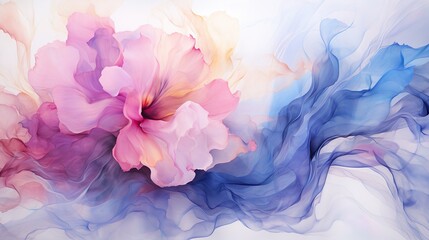 Fondo de una flor con acuarela con colores suaves y armoniosos. Generado por IA. - obrazy, fototapety, plakaty