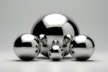 Set of silver spheres, 3d render