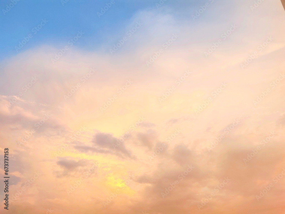 Wall mural orange evening sky on a calm beach