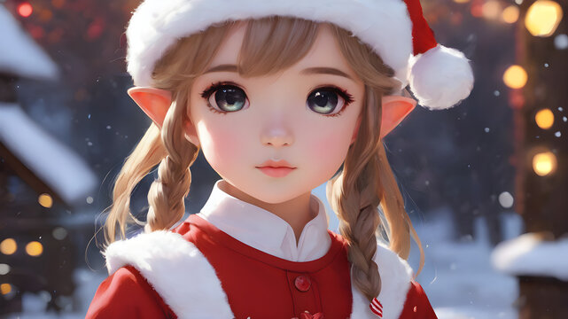 little child in santa claus hat