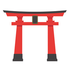 鳥居のイラスト カラー 線なし