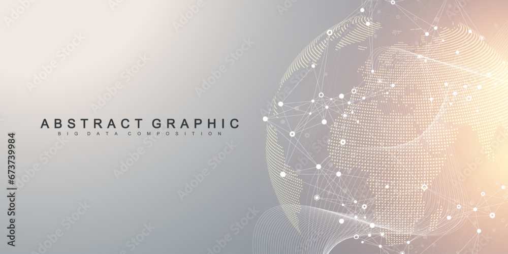 Aufkleber Global network connection banner design template. Header social network communication in the global business concept. Big data visualization. Internet technology