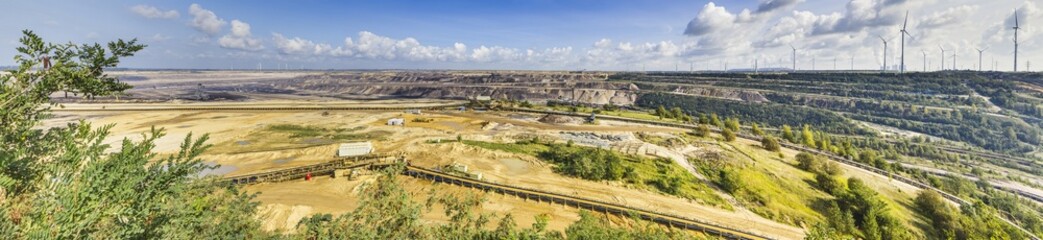 Panoramic image of the Garzweiler opencast coal mine in Germany