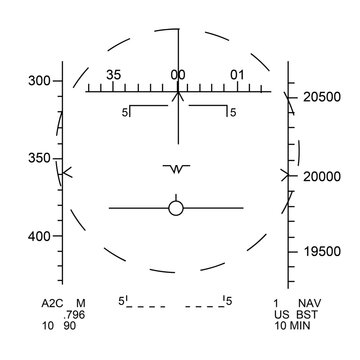 Boeing F-15C HUD Symbology for BVR AACQ Mode (Auto Acquisition) AIM 120 - Editable Vector Illustration 