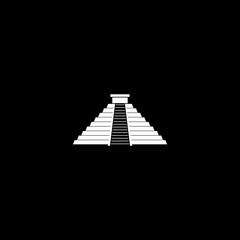 Pyramid El Castillo isolated on black background 