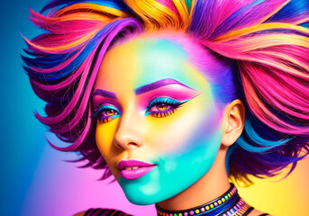 Fototapeta premium Portrait of a beautiful woman with bright make-up. Fashion