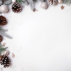 Obraz na płótnie Canvas Winter Theme with Pine Cones and Ornaments