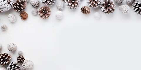 Fototapeta premium Winter Theme with Pine Cones and Ornaments