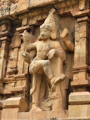 Fototapeta na wymiar Thanjavur, Tamil Nadu India - Oct 18 2023: Brihadeeswara Temple or Big Temple in Thanjavur, Tamil Nadu ( World Heritage UNESCO site )