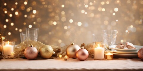 Candlelit Pine Garland on Wooden Backdrop