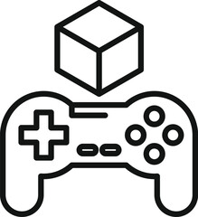 Augmented reality joystick icon outline vector. Game simulation. Tech phone