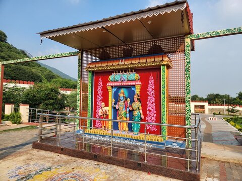 Madurai, Tamil Nadu India - Oct 19 2023:Alagar kovil east entrance in Azhagar Kovil.