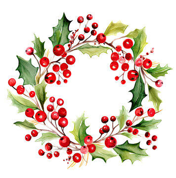 christmas wreath with red berries png