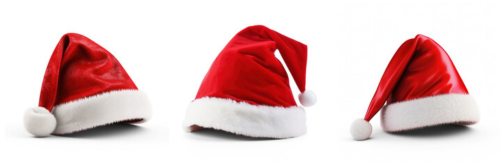 Set of Charming Christmas Santa Hat isolated on transparent background