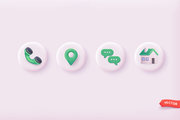 Contact information icons. 3D Web Vector Illustrations.