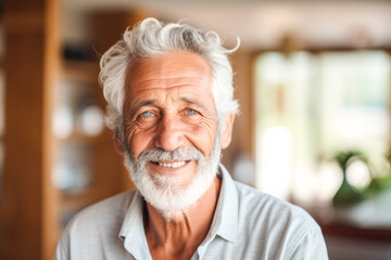 A portrait of a happy senior man enjoying his lifestyle in a retirement home, exuding contentment and embracing his golden years - Powered by Adobe
