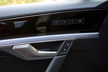 Premium Car door leather trim. Lux Car Inside Door Handle Interior. Door black leather trim. Front...