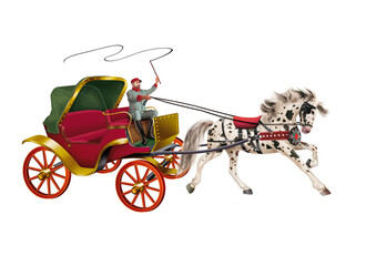 cheval, calèche, voiture, millésime, chariot, transport, vieux, antique, isolé, roue, rétro, carrosse, voyage, véhicule, carriole, fauteuil roulant, blanc, boghei, silhouette, vecteur, animal, illustr - obrazy, fototapety, plakaty