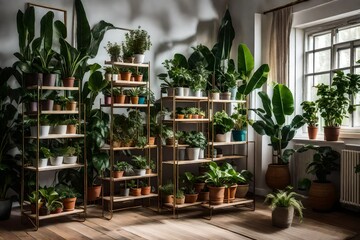 Display your plants on a multi-tiered plant stand.