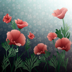 Lovely poppy flowers background